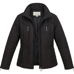 Weatherproof Garment Co. Black/Dark Brown Quilted Jacket with Hood - Size L